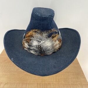 Miller Bros Westerns Cowboy Hat W Band - Size 7 1/8 Cowboy Style Medium Feather